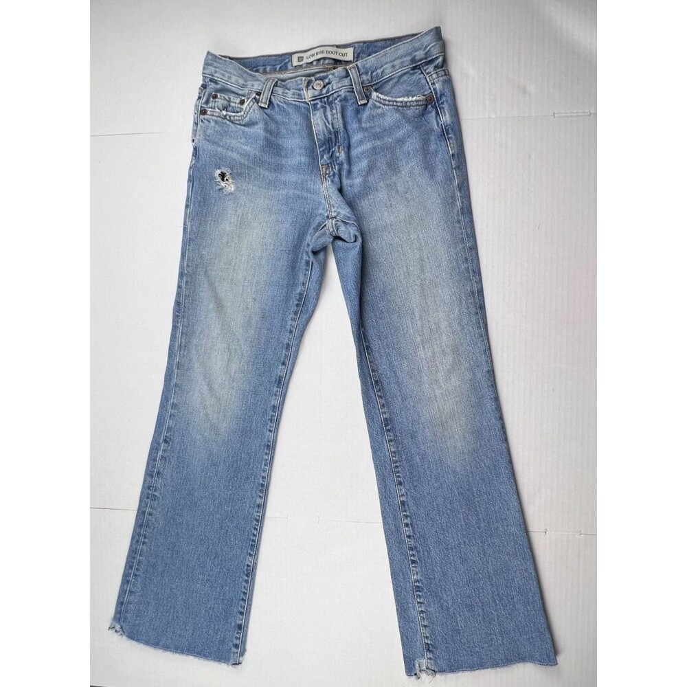 VTG Gap Jeans Womens 4 Ankle Low Rise Bootcut Y2K Distressed Made USA 100% Cotto